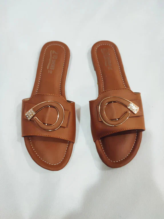 MM40- FAUX LEATHER SLIDES